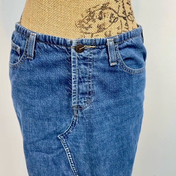 Upcycled Denim Maxi Skirt American Eagle Jeans Boho Modest Size 6 Long 90s Y2K - Picture 3 of 12